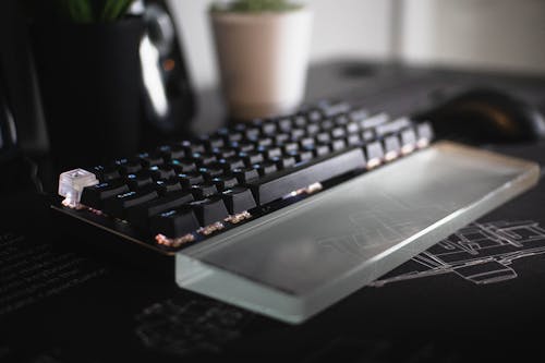 Free Black and Blue Computer Keyboard Stock Photo
