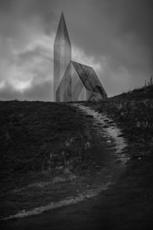 モノクローム, 丘, 垂直ショットの無料の写真素材