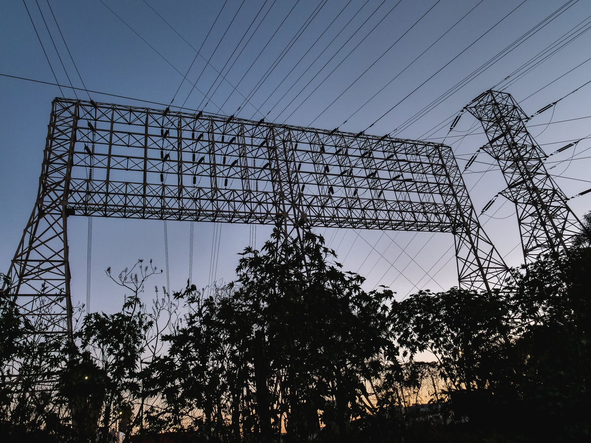 Low Angle Shot of Transmission Towers