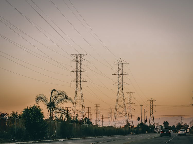 Transmission Towers Near A Road