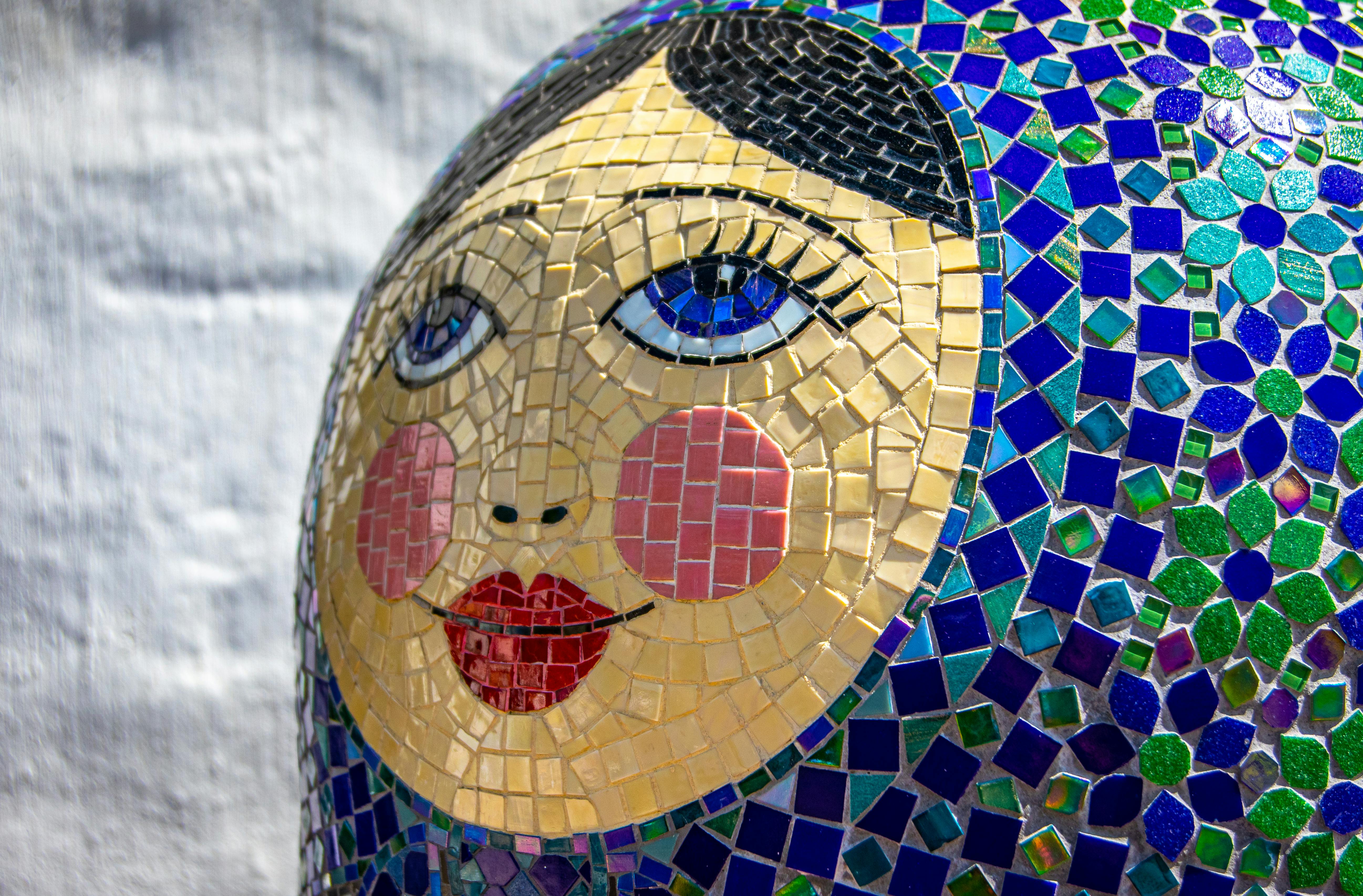 close up photo of mosaic glass art piece