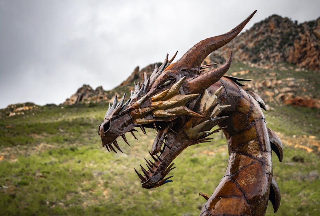 Free Photo of a Dragon Steel Sculpture Stock Photo