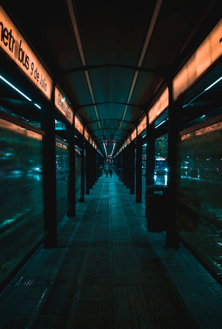 Information In Spanish Over Corridor At Night