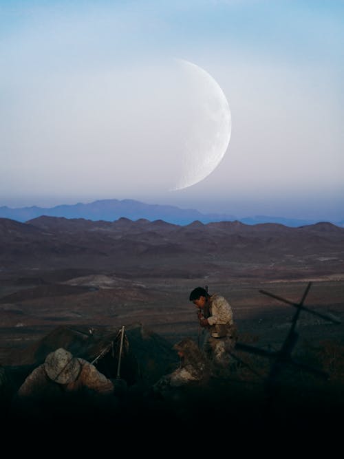 Free stock photo of composite, full moon, marine corps