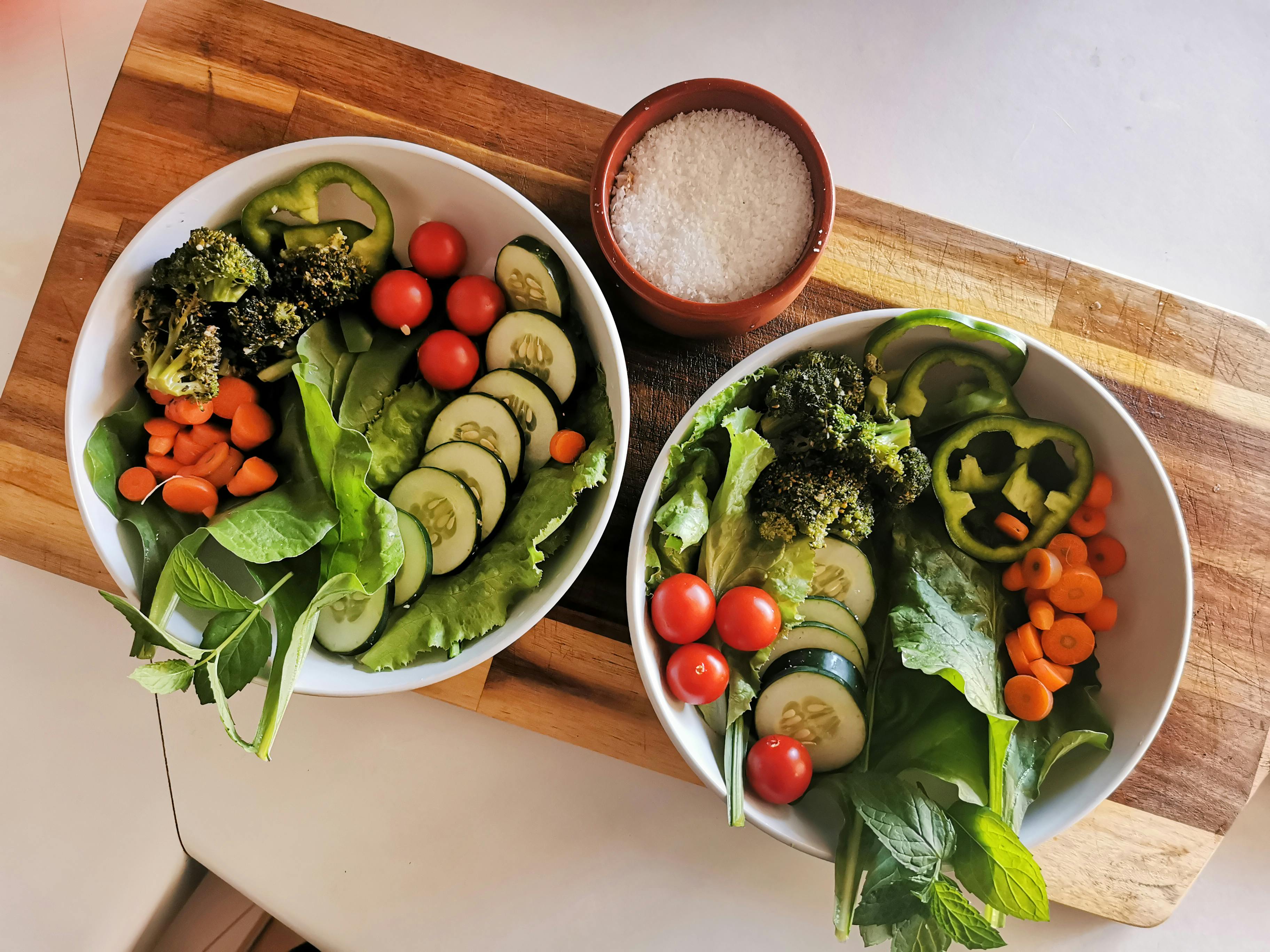 Free Salads on Tray Stock Photo