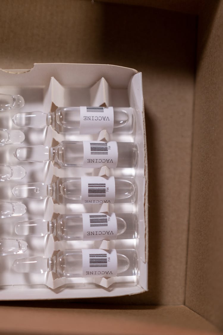 An Above Shot Of Bottles With Vaccines 