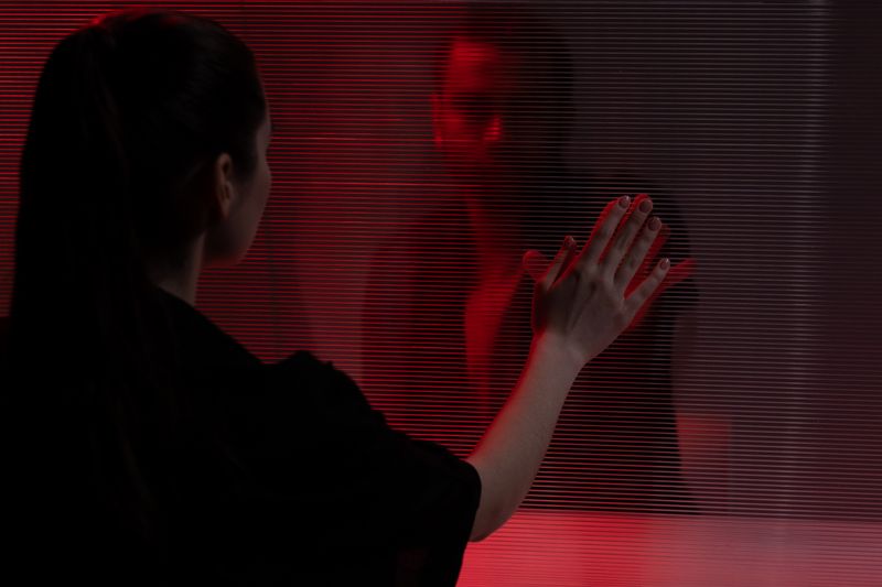 Dramatic red light illumination — the wavelengths used in photobiomodulation therapy.