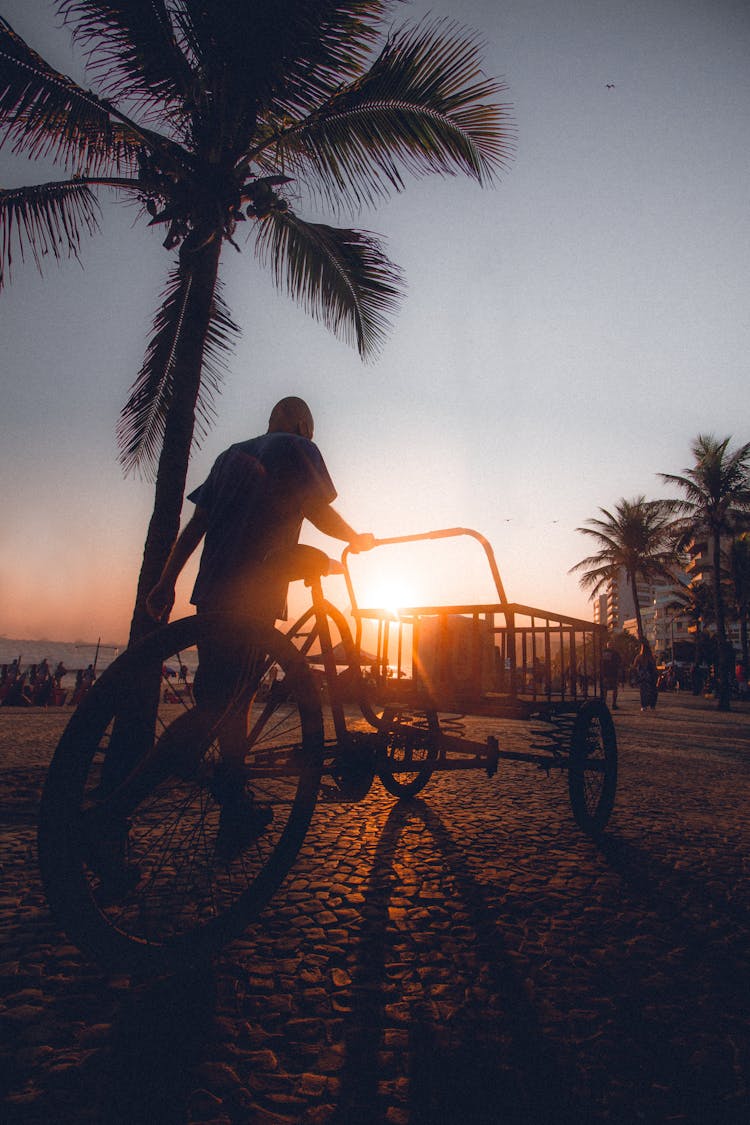 Man Running Cargo Bike