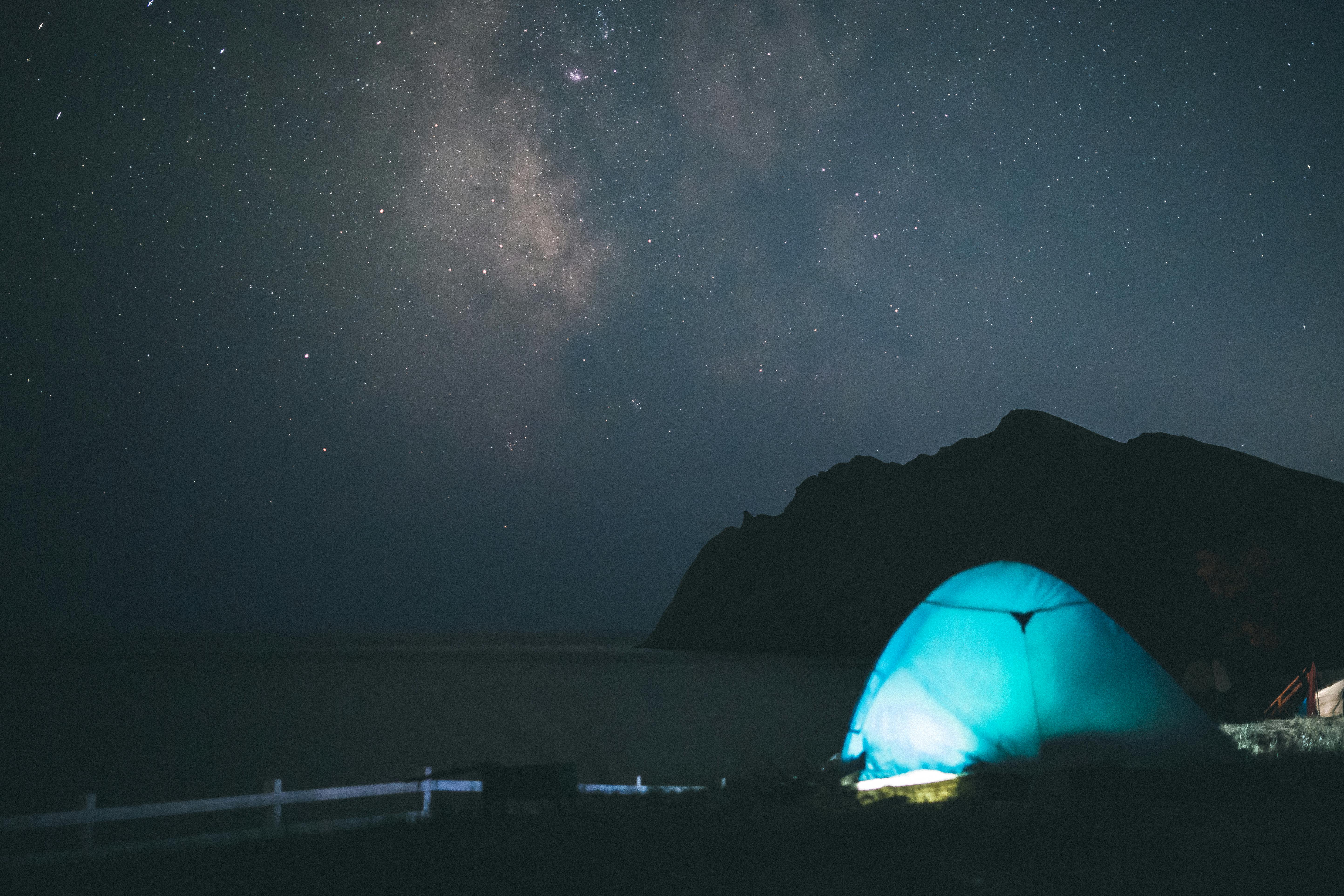 Orange And Green Camping Tent Under Starry Sky Free Stock Photo Orange And Green Camping Tent Under Starry Sky Free Stock Photo