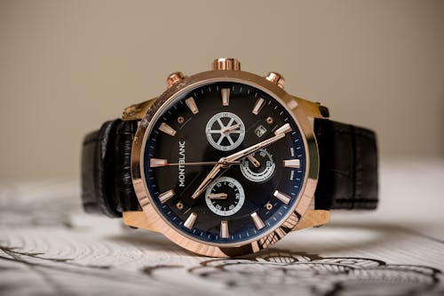 Free A Chronograph Wristwatch with Leather Strap Stock Photo