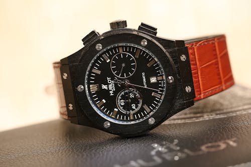 Free Hublot Wristwatch with Leather Strap Stock Photo