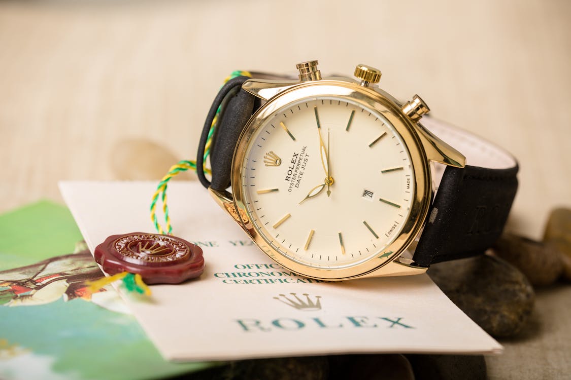 Free A Luxury Male Wristwatch in Horizontal Position Stock Photo