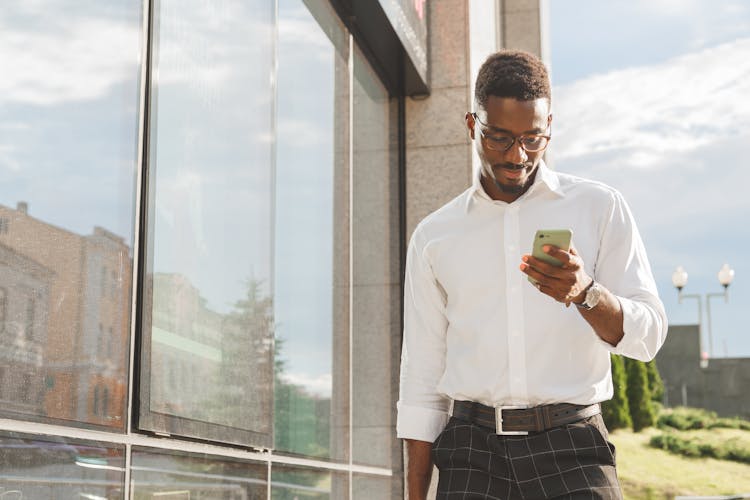 A Man Using Smartphone 