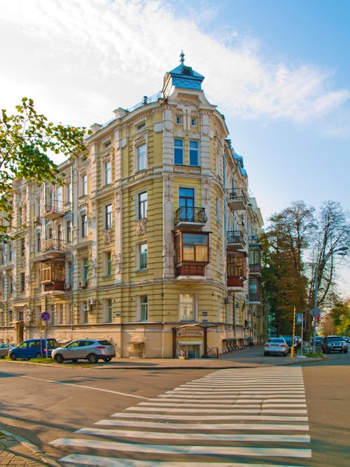 Brown and Blue High Rise Building