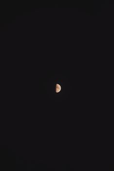A serene capture of the half moon against a clear night sky from Tuapse, Russia.