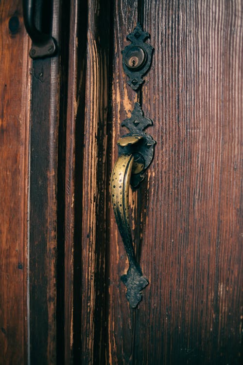 Old Handle on Wooden Door
