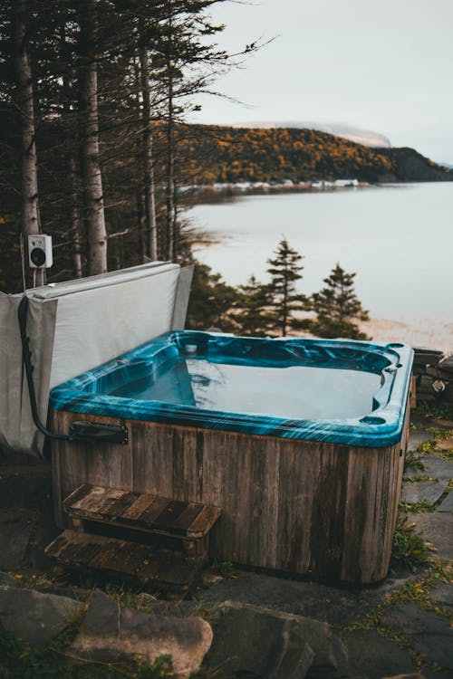 Small Garden Pool with View on Lake