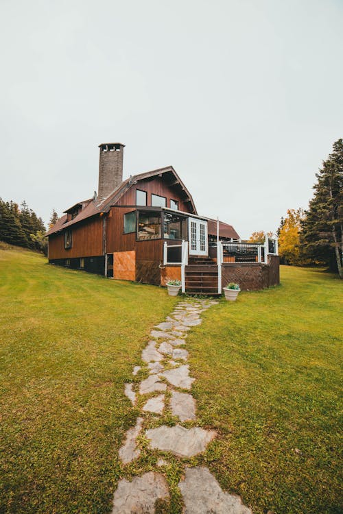 Stone Footpath to Wooden House