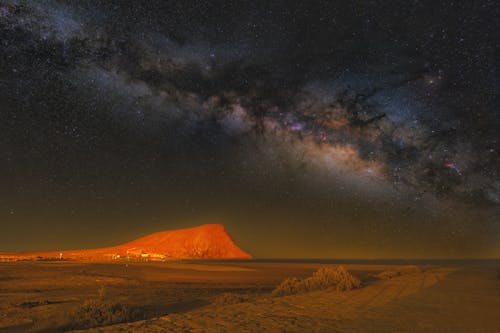 Free Beach at Night and Sky with Stars Stock Photo