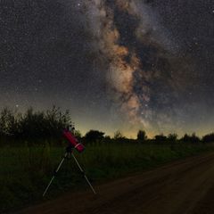 Telescope under a night sky, photo by Adam Krypel on Pexels
