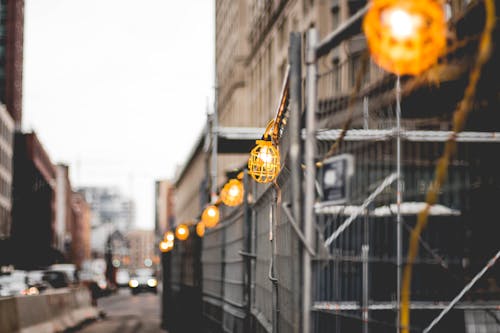 Yellow Work Lamps Turned on