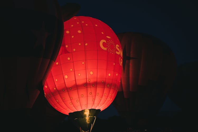 Row Of Air Balloons At Night