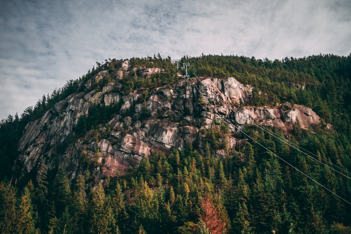 Aerial Photo of Cable Car on Mountain