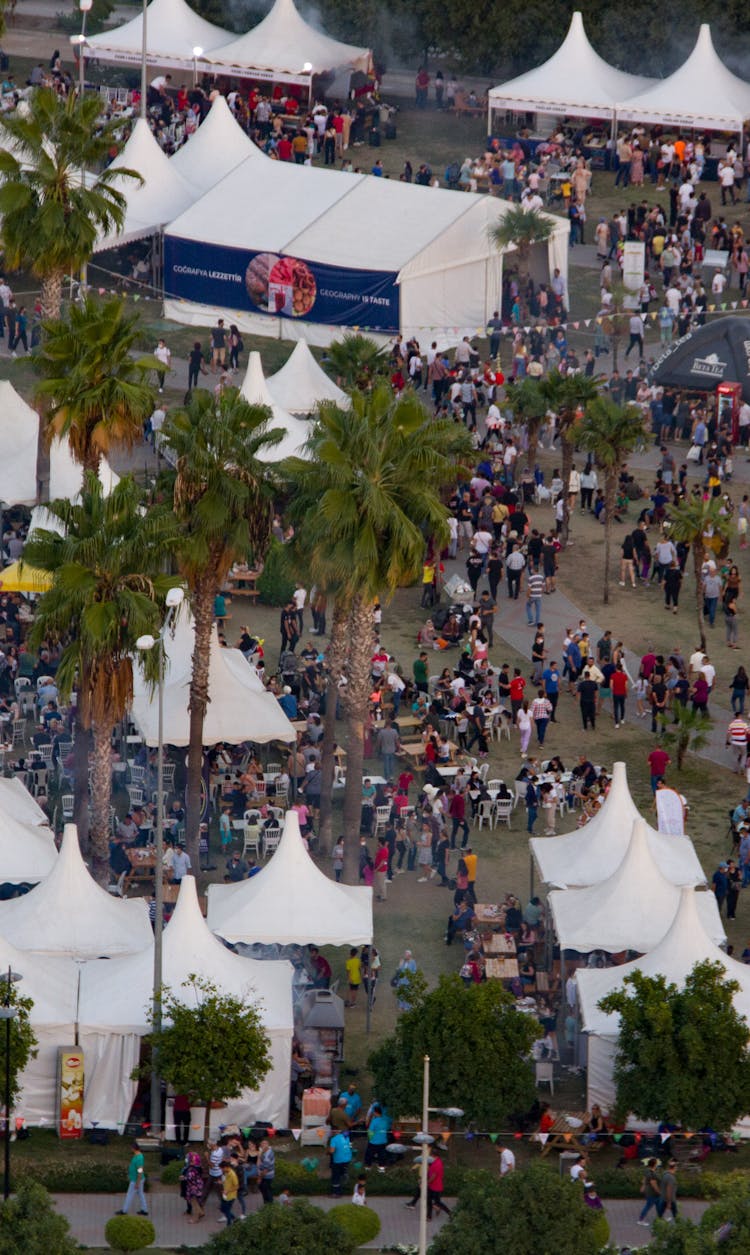 Aerial Footage Of People On A Festival 