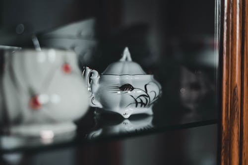 White and Black Ceramic Teapot