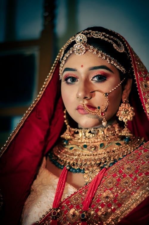 Free Photograph of a Bride Wearing Traditional Clothes Stock Photo