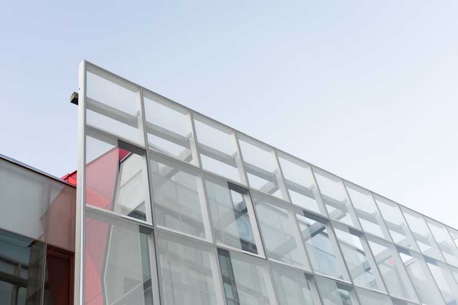 Aluminium and glass facade system of a modern building