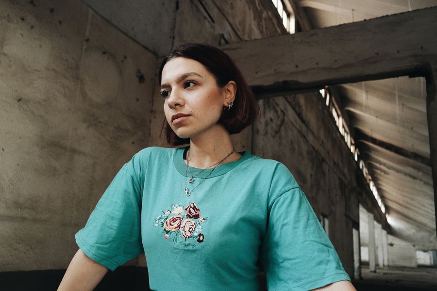 Garden Bloom Tee with embroidered bouquet