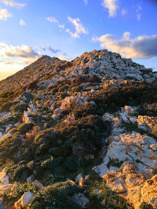 Low Angle Shot of a Rocky Mountain