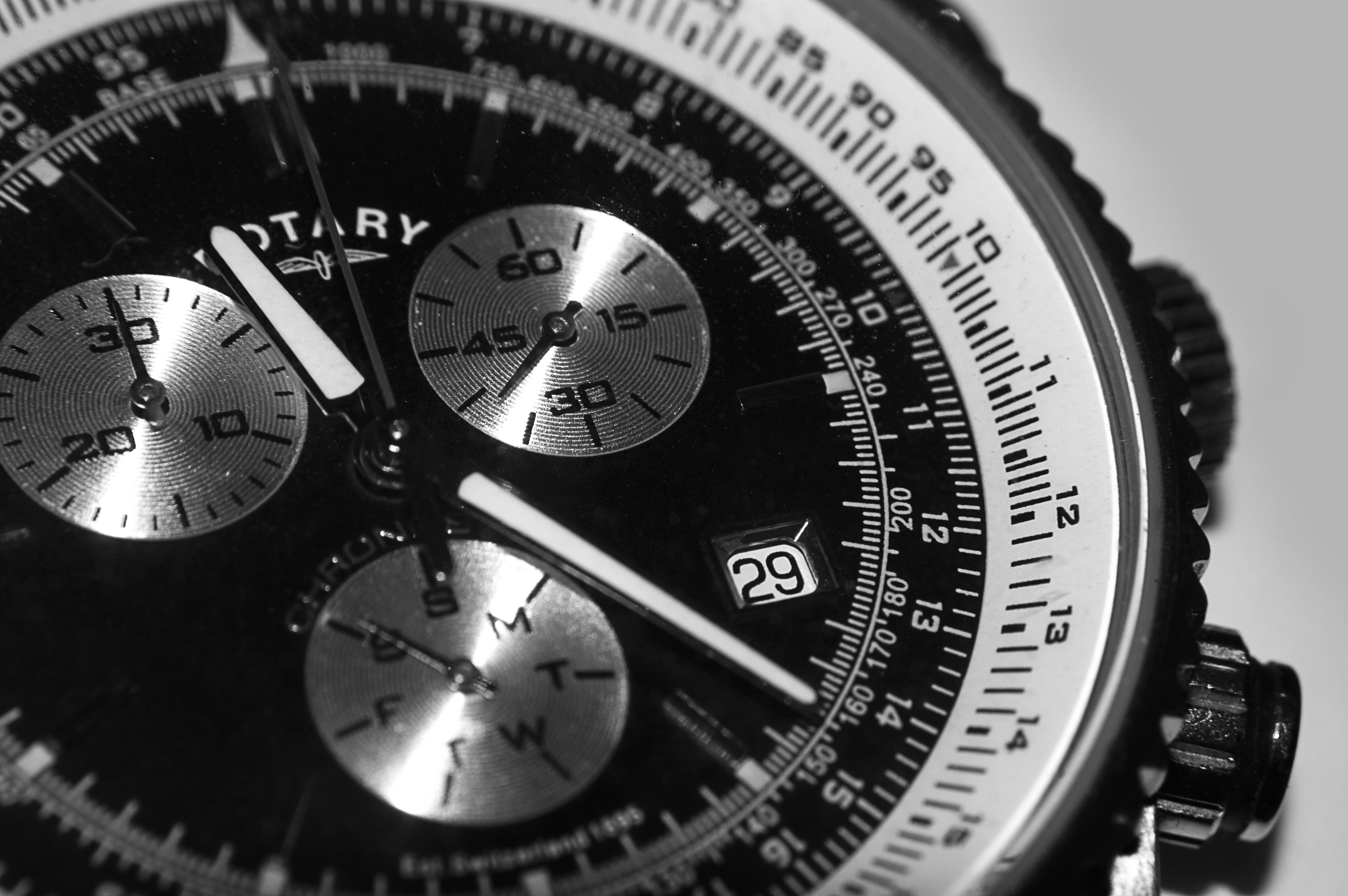 Free stock photo of watch black and white monochrome