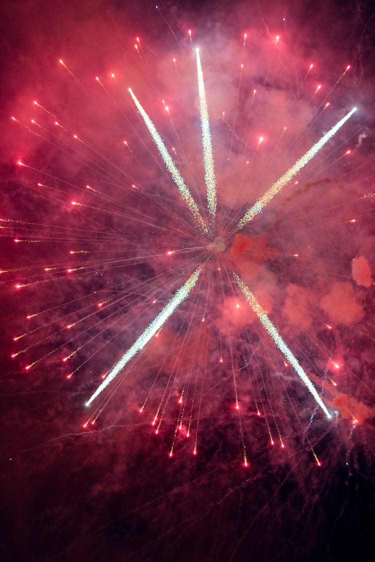 Firework Display In Sky At Night