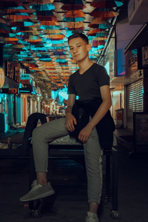 Stylish Young Man in Black Shirt 