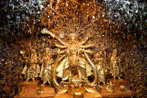 Free Hindu Goddess Durga in Golden Color Stock Photo