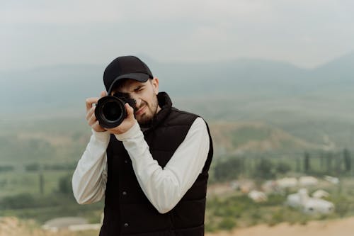 Foto stok gratis @ luar, berjanggut, fotografer