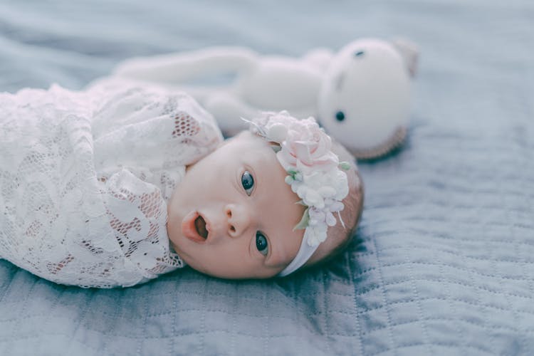 A Cute Newborn Baby Yawning