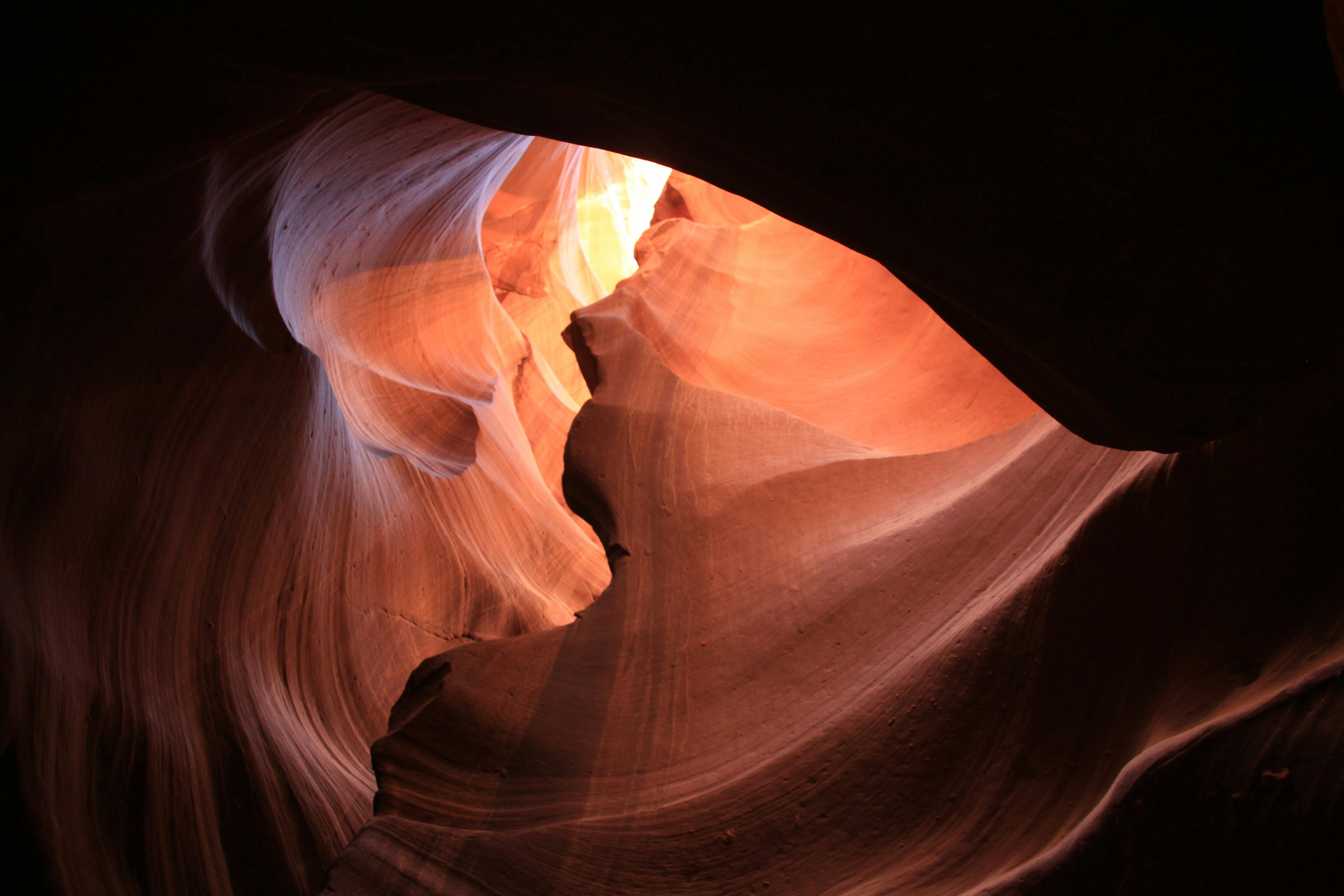 photo of a pinkish canyon cave