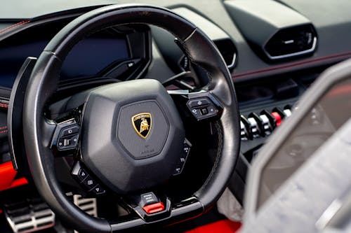 Free Black Lamborghini Steering Wheel Stock Photo