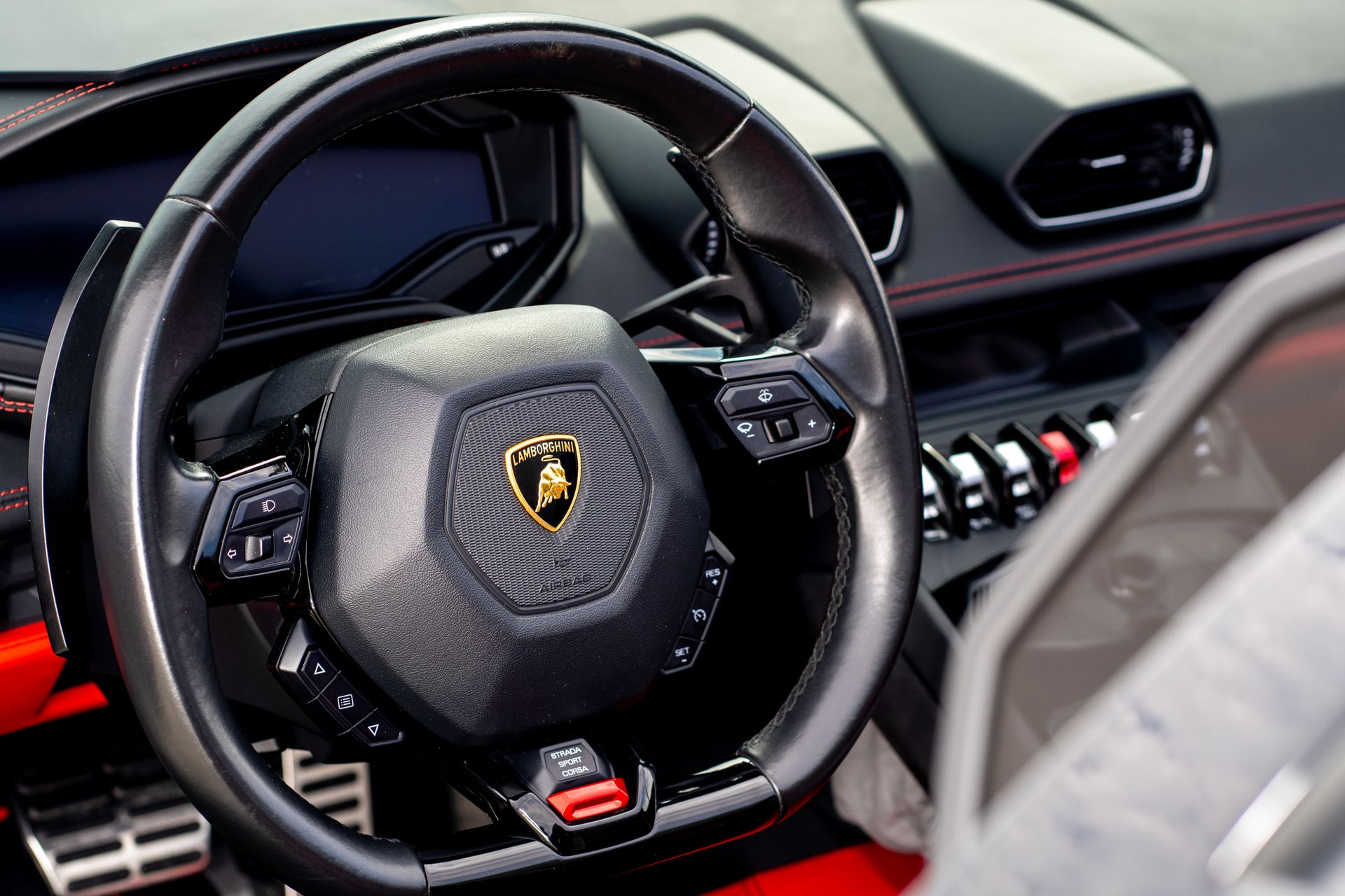 Black Lamborghini Steering Wheel