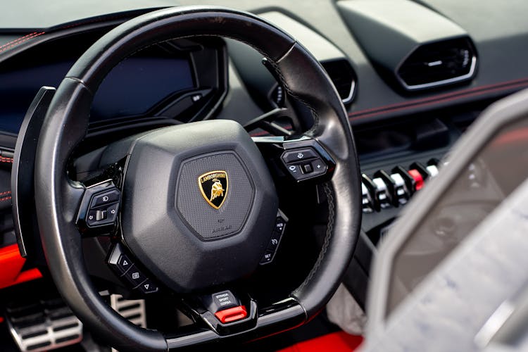 Black Lamborghini Steering Wheel
