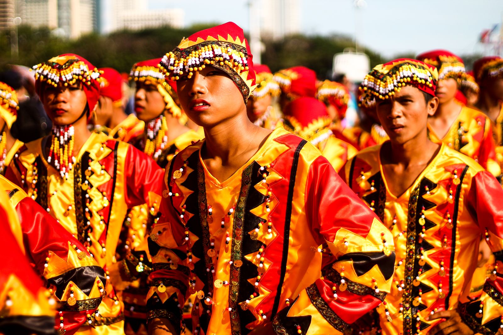 Dancers in red and gold paint by numbers