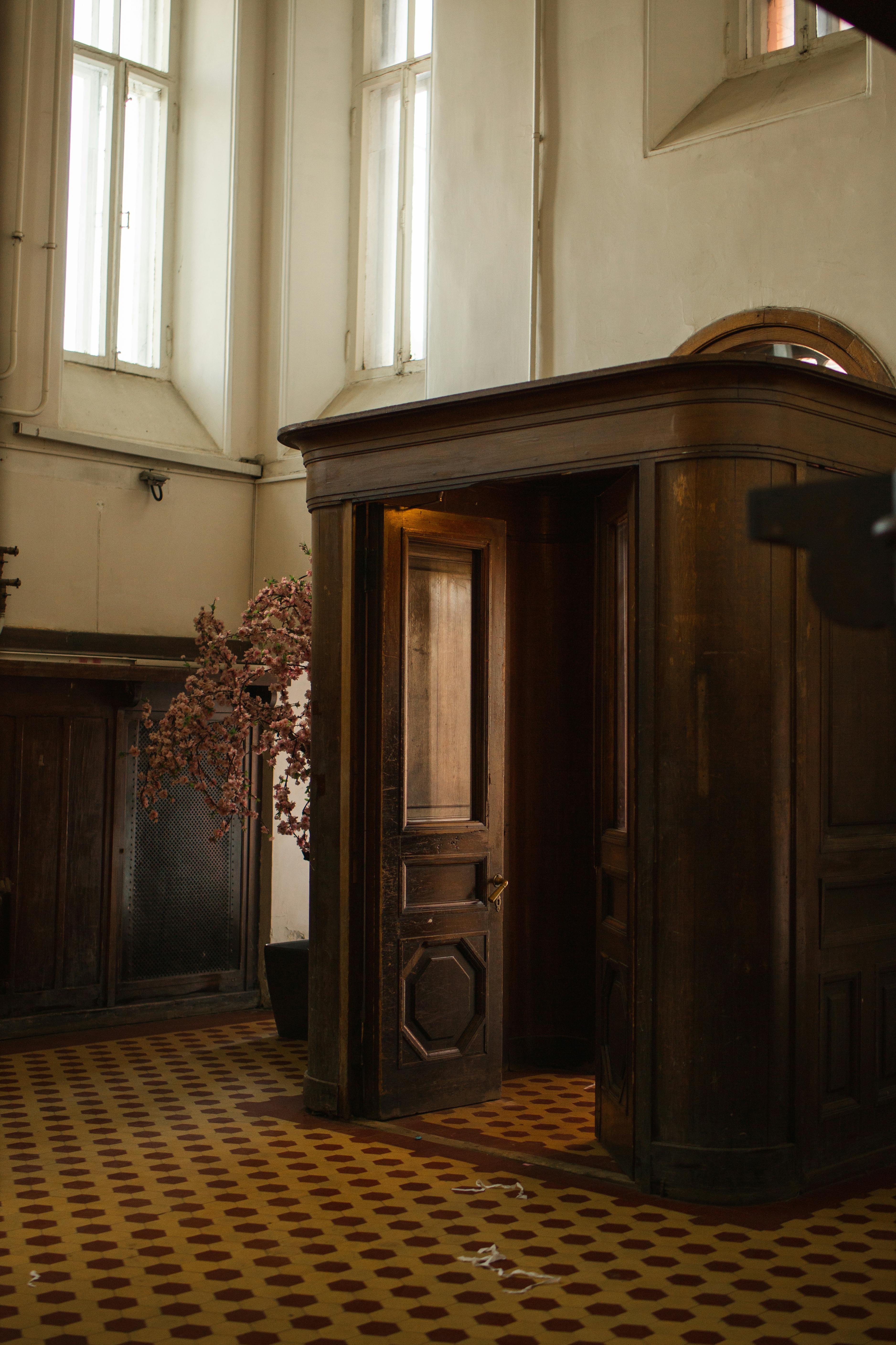 wooden door inside building