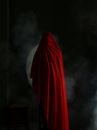Studio Shot of Person Covered in Red Fabric