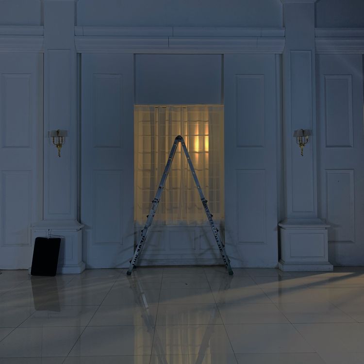 Ladder Near the Window with White Curtain · Free Stock Photo