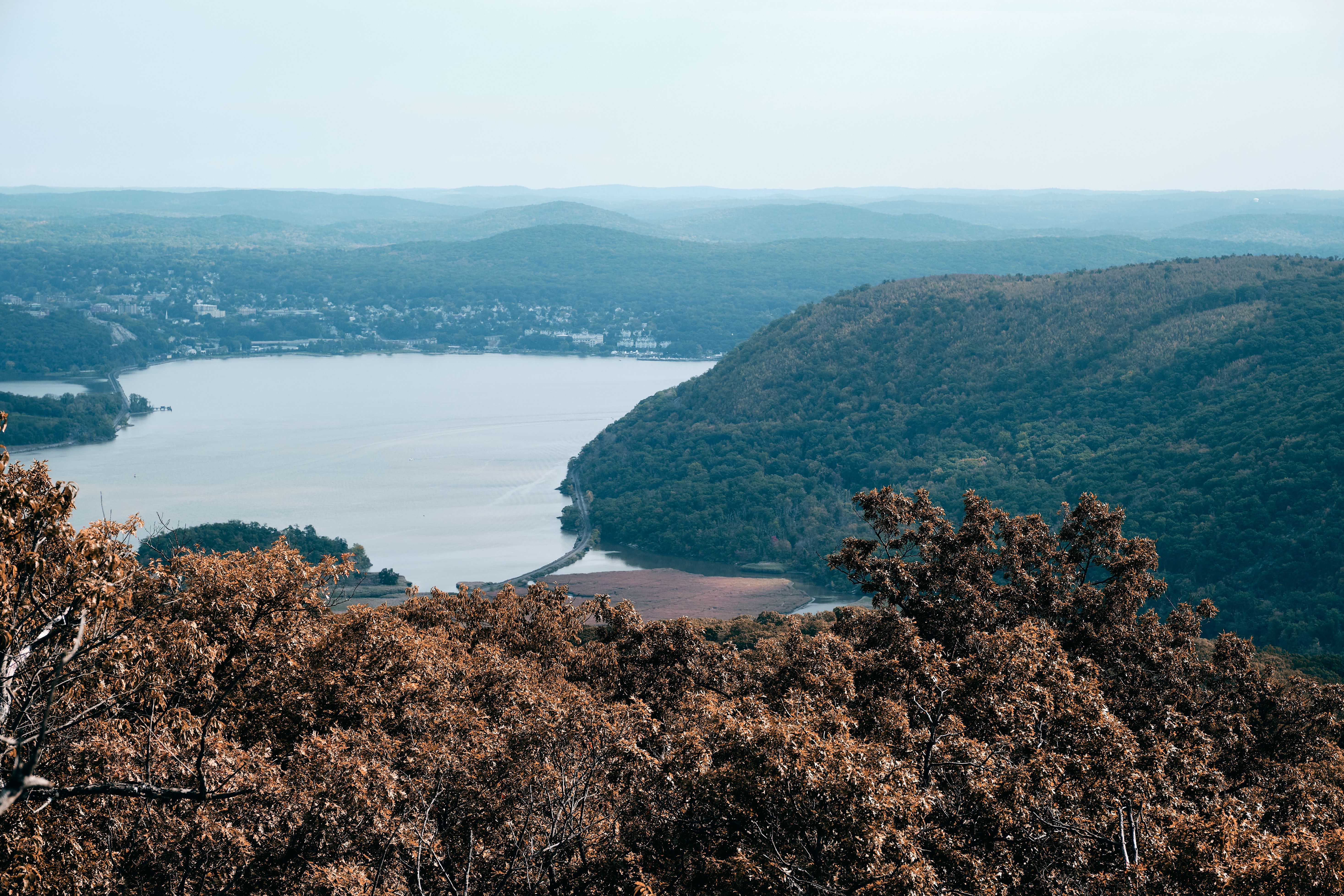 A beautiful scenic overlook of the blue-misted valleys of the Smokies