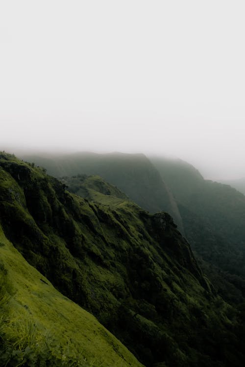 Green Mountain Covered in Fog