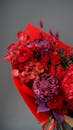 Bunch of Red and Crimson Cut Flowers with Trim